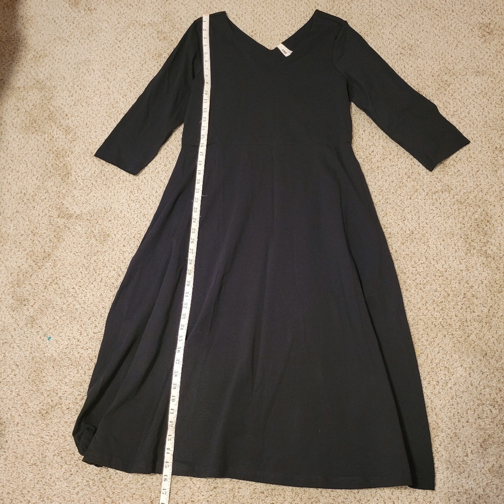 Pact Women's Organic Cotton Fit & Flare Midi Party Dress Pockets Size XL Black - Picture 10 of 12